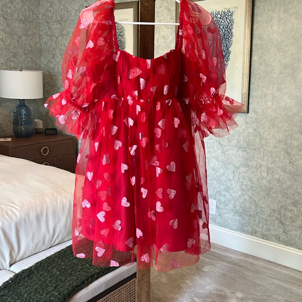 NWT Smak Parlour red hearts mini dress